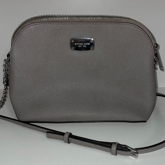 MICHAEL KORS Silver / Grey Leather Crossbody Bag Purse with Silver Hardware - Picture 1 of 10